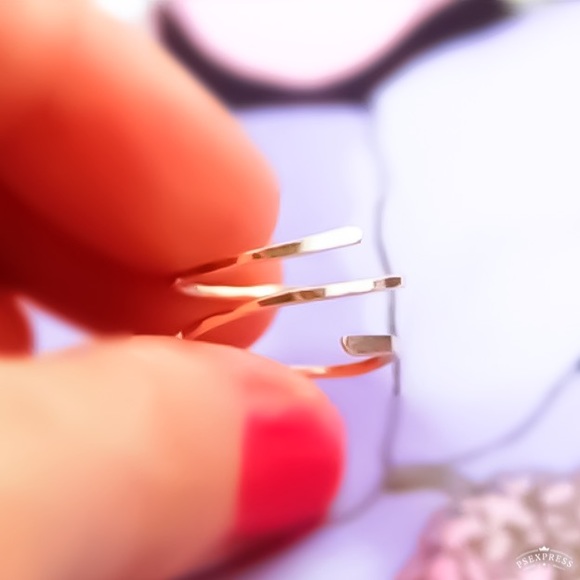 Hammered spiral midi knuckle thumb adjustable ring - Picture 5 of 8